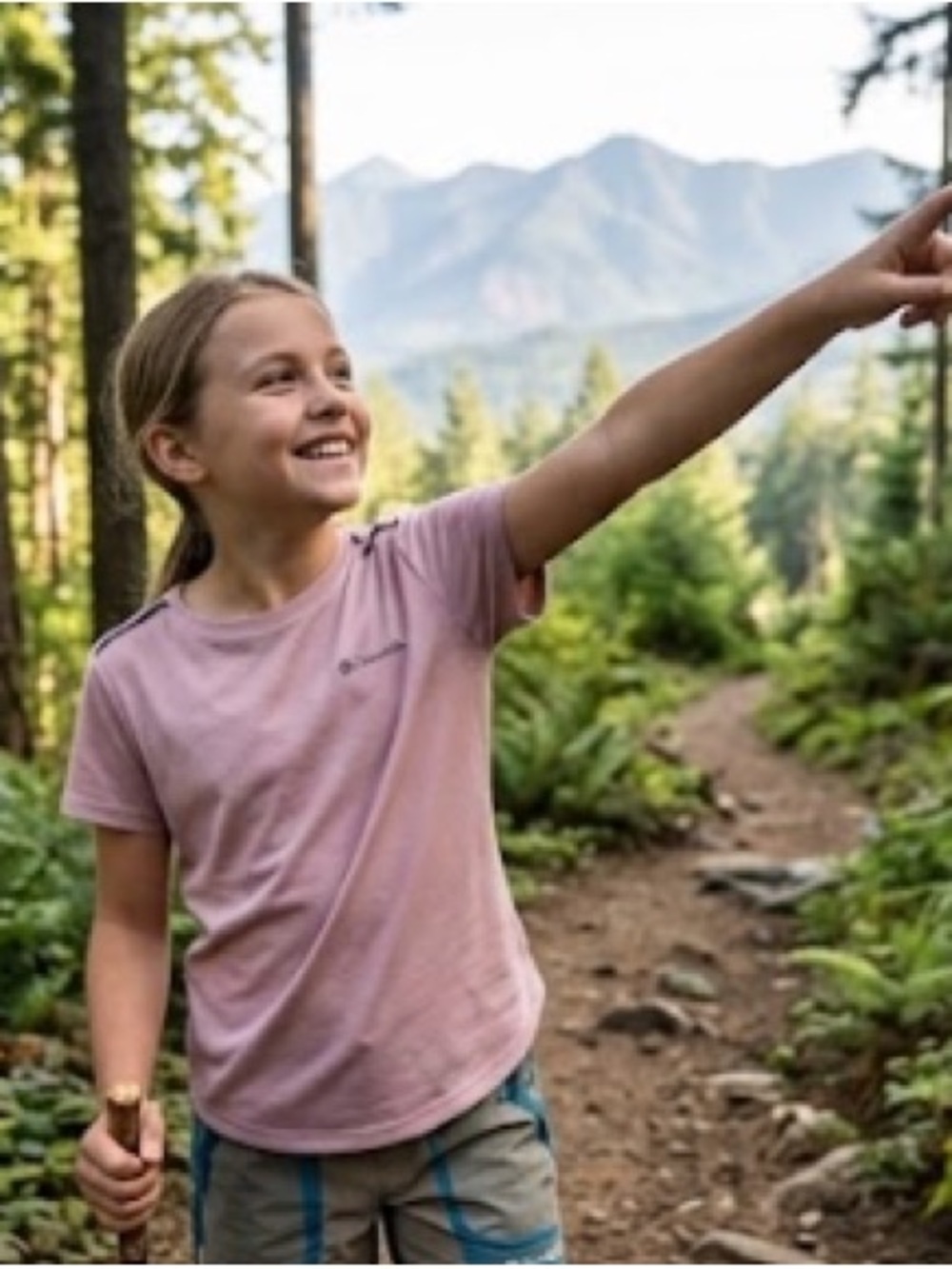 Columbia Youth Short Sleeve Tee in Light Pink | Size Medium Girls (10/12)